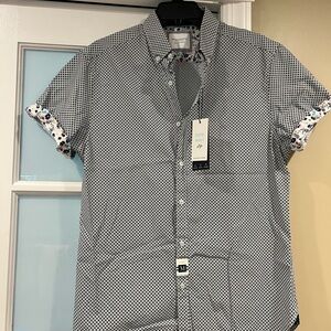 Denim & Flower Black and White Casual Button Down Shirt